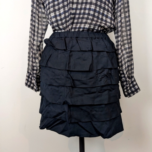 Michael Kors frilly cotton black mini skirt sz 0 - Picture 5 of 6